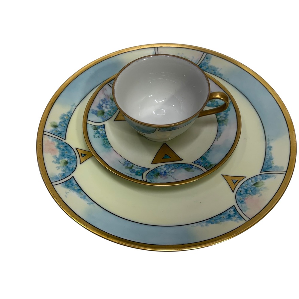 Bareuther Waldsassen Thomas Bavaria Forget Me Not Tea Cup Saucer Plate Set 3pc